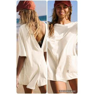 Free people movement Hot shot tee romper in ivory, XS $78 C19